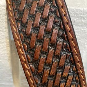 DDD 3-D Belt Hand tooled basket weave Leather